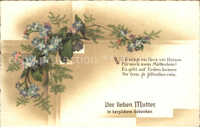 Tod Mutter Gedicht Vergissmeinnicht Litho