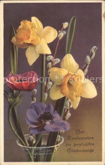 Konfirmation Glueckwunsch Narzissen Weidenkaetzchen