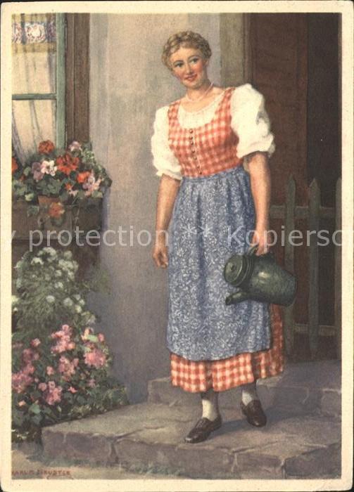 Werbung Reklame Textilien Farbstoff Indanthren Dirndl
