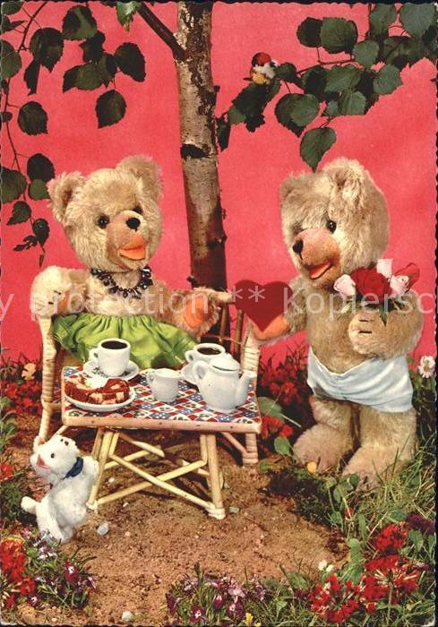 Teddy Teddybaer Teddy-bear Kaffeekraenzchen Herz Hund Rosen
