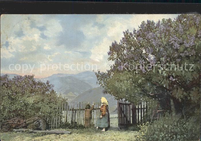 Verlag Photochromie Nr. 1586 Baeuerin Baum Blueten Berge Natur