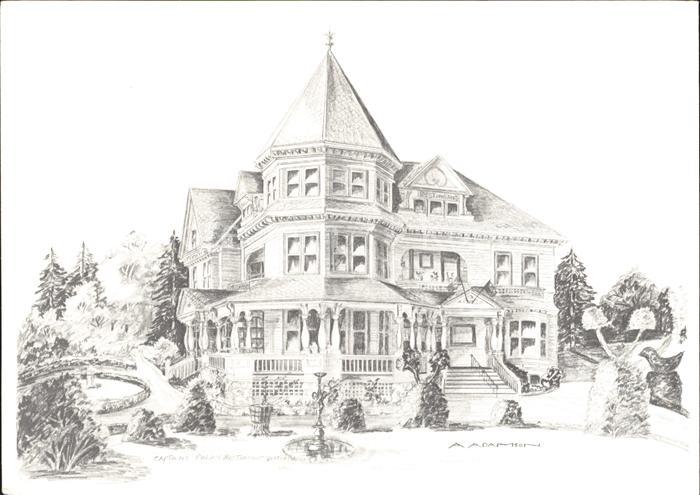 Victoria British Columbia Captains Palace Restaurant Zeichnung