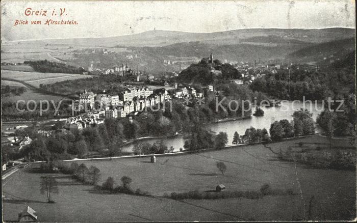 Greiz Thueringen Panorama Blick vom Kirschstein