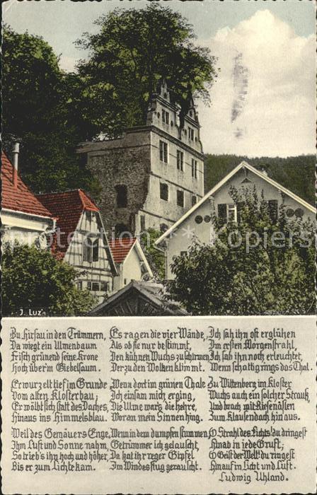 Hirsau Teilansicht Schloss Gedicht Ludwig Uhland
