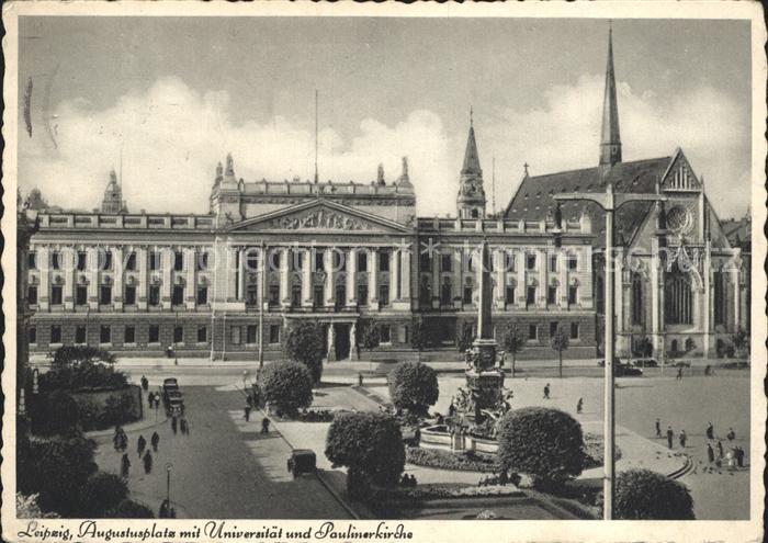 LEIPZIG Sachsen Augustusplatz mit Universitaet und Paulinerkirche Kupfertiefdruc