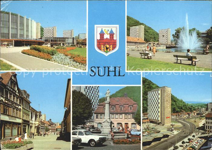 Suhl Thueringer Wald Stadthalle Waffenmuseum Hochhaeuser Steinweg Waffenschmiedb