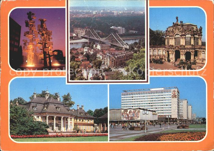 DRESDEN Elbe Glasbrunnen Pirnaischer Platz Blaues Wunder Zwinger Wallpavillon Pi