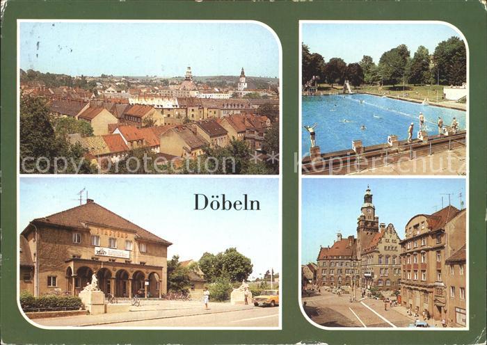 Doebeln Stadtbad Blick zum Rathaus