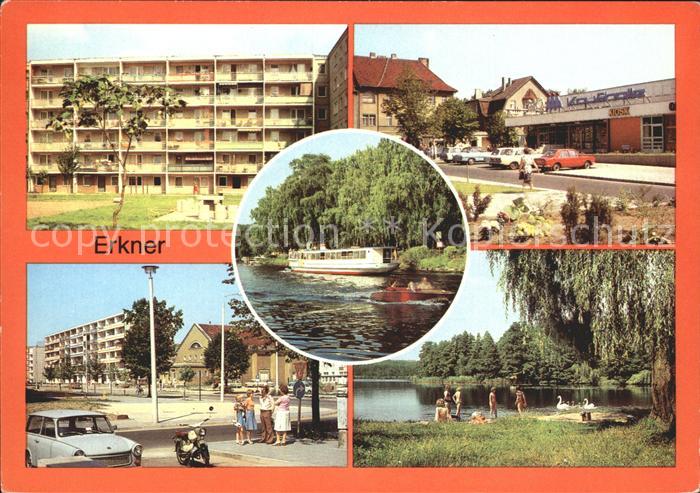 Erkner Wohnblock HO Kaufhalle Schiffsanlegestelle Daemeritzsee Strassenpartien K