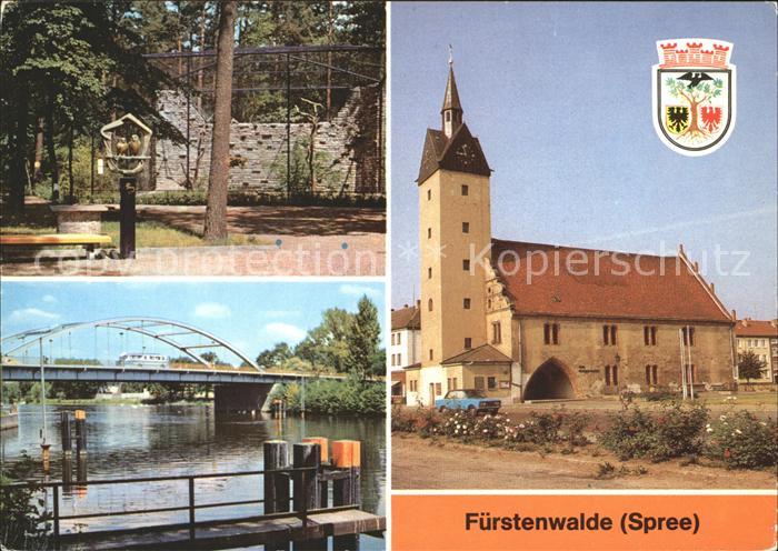 Fuerstenwalde Spree Heimattiergarten Spree Bruecke Thaelmann Platz Rathaus Wappe