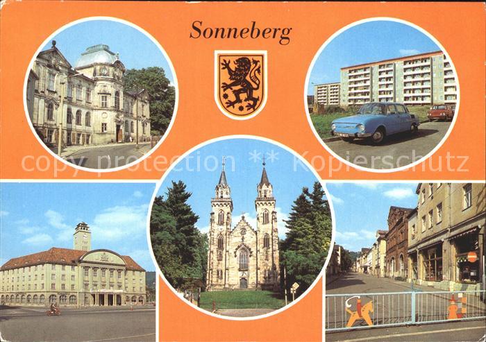 Sonneberg Thueringen Spielzeugmuseum Altersheim Rathaus Kirche Fussgaengerzone W