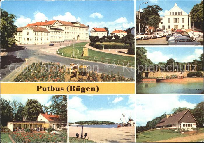 Putbus Ruegen Ernst Thaelmann Platz KG Rosencafe Hafen Theater Pergola Schwanent