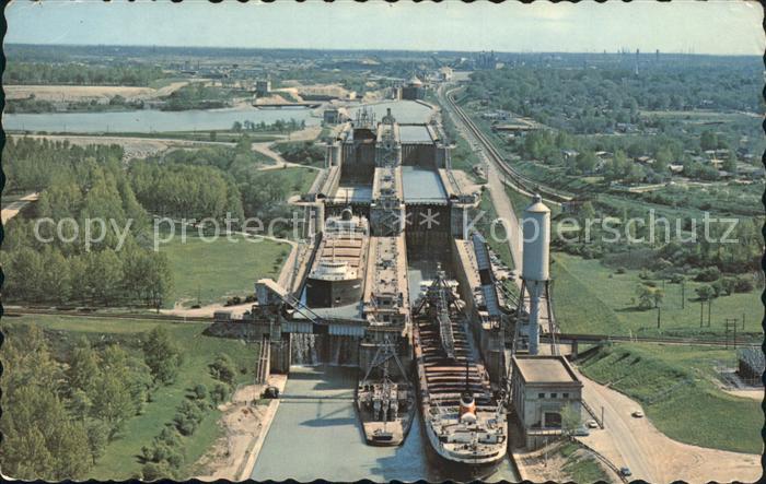 Thorold Welland City System of St Lawrence Seaway Air view