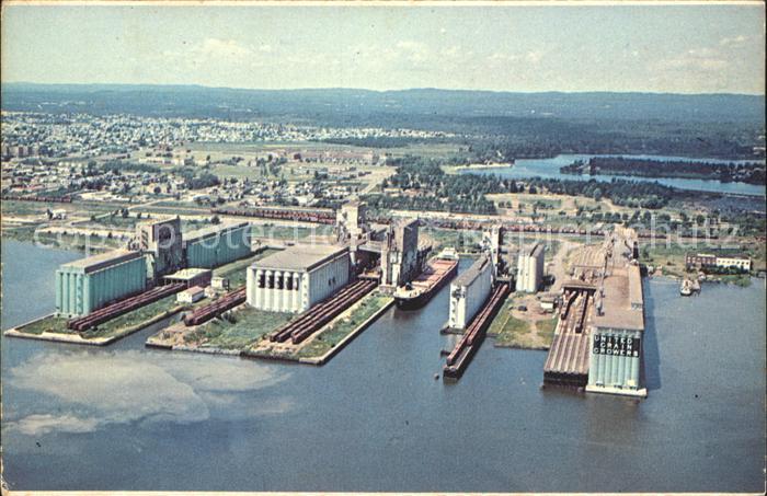 Ontario Canada Aerial View of the giant grain elevators of the Canadian Lakehead