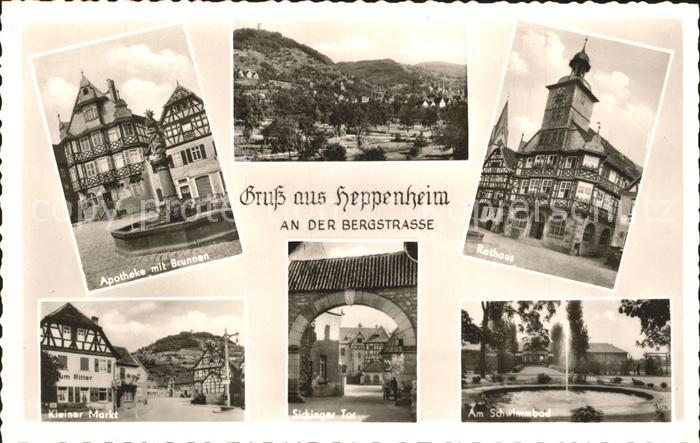 Heppenheim Bergstrasse Apotheke Brunnen Totalansicht Rathaus Kl Markt Sickinger