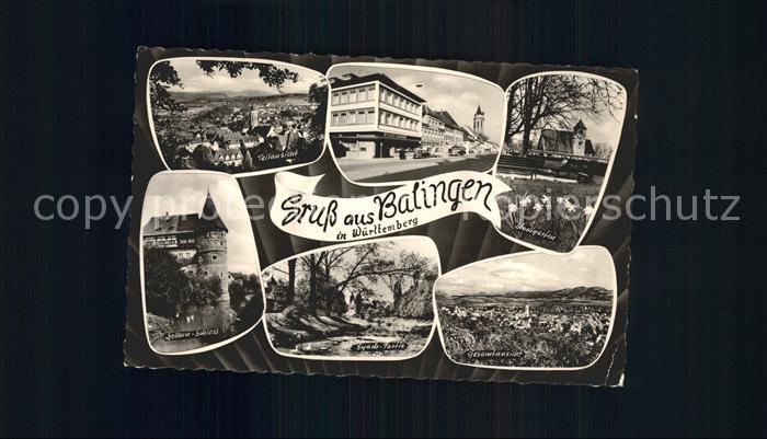 Balingen Teilansicht Strassenpartie Stadtgarten Zollern Schloss Eyach Partie Tot