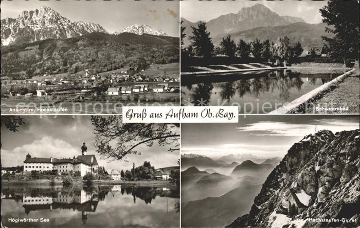 Aufham Anger mit Hochstaufen Schwimmbad Hoeglwoerther See Hochstaufen Gipfel