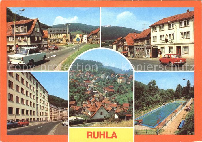Ruhla PdF Gasthaus zur Traube Uhrenkombinat Teilansicht Schwimmbad