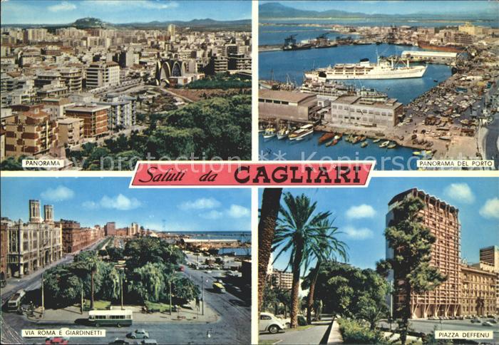 Cagliari Panorama Porto Via Roma e Giardinetti Piazza Deffenu