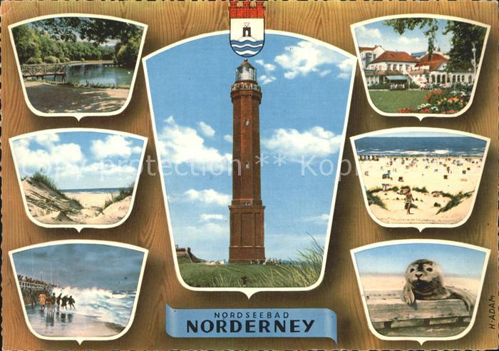 Norderney Nordseebad Strand Duenen Leuchtturm Ortsblick Seehund