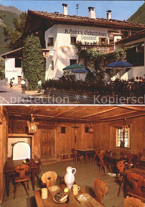 St Leonhard Passeier Sandwirt Gaststube Andreas Hofers Geburtshaus