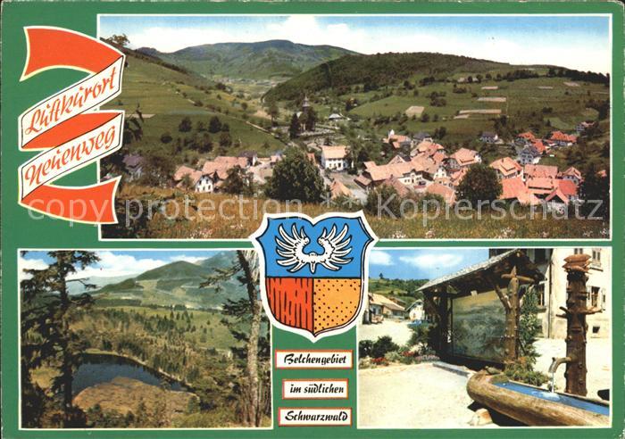 Neuenweg Gesamtansicht mit Belchen Dorfpartie Brunnen