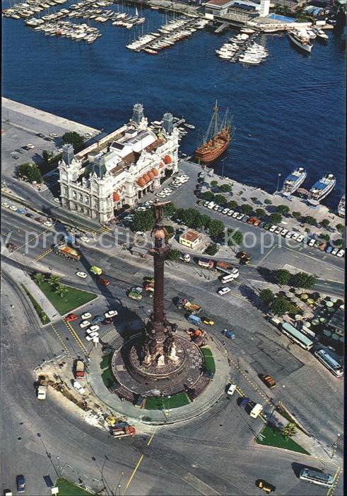 Barcelona Cataluna Fliegeraufnahme Monument a Colon Segler-Hafen