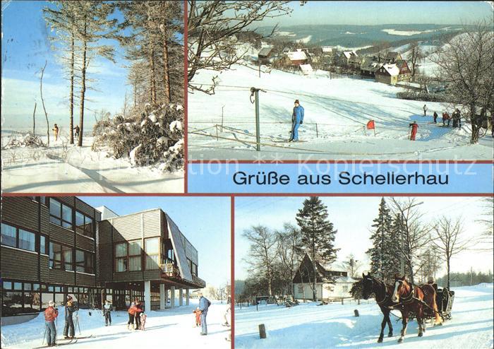 Schellerhau Pferdeschlitten Skilift Erholungsheim Otto Buchwitz