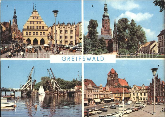Greifswald Mecklenburg Vorpommern Rathaus Nikolaidom Wiecker Bruecke