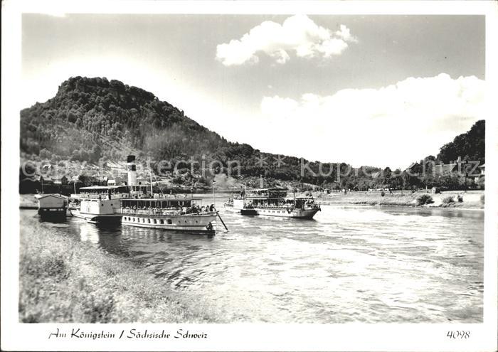 Koenigstein Saechsische Schweiz Panorama Dampfschiffe
