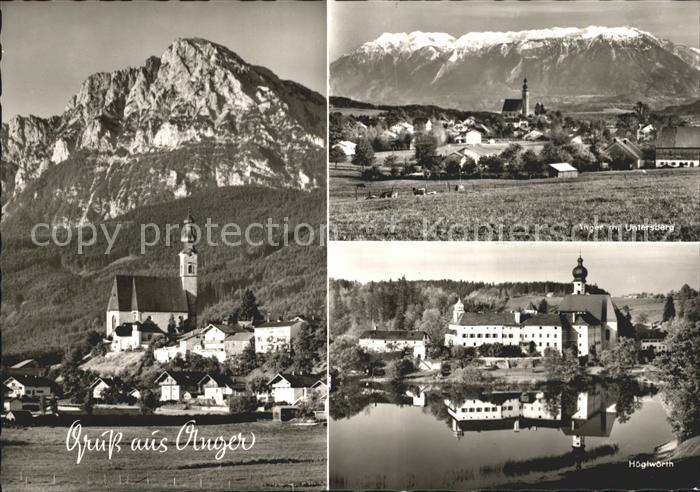 Anger Bayern mit Hochstaufen Untersberg Kloster Hoeglswoerth