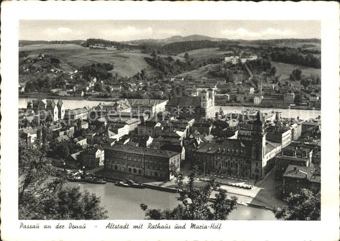 PAssAU Bayern Altstadt mit Rathaus und Maria Hilf