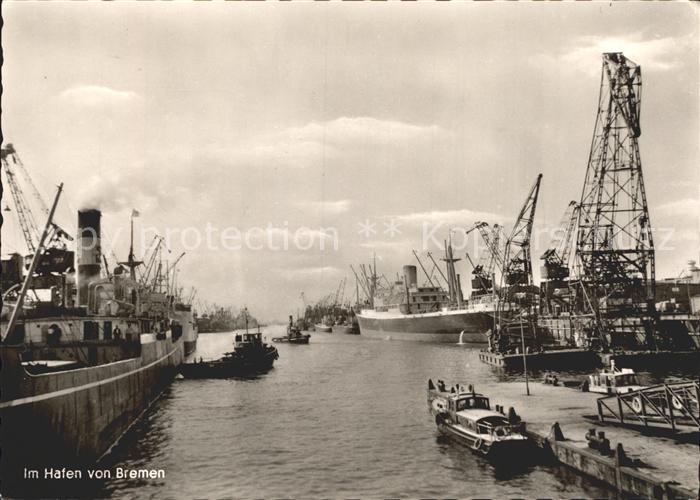 BREMEN  CITY Hafenpartie Dampfer Krane