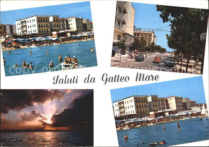 Gatteo Mare Hotels Strassenpartie Strand Sonnenuntergang