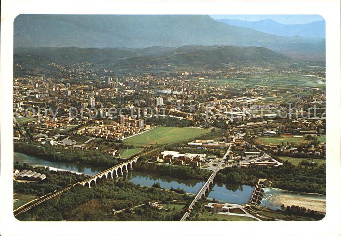 Gorizia Goerz Panorama aereo e fiume Isonzo