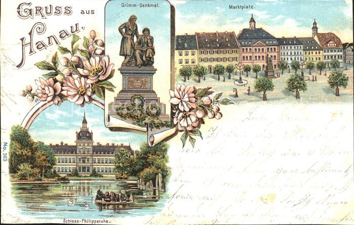 Hanau Main Grimm- Denkmal Marktplatz Schloss- Philippsruhe