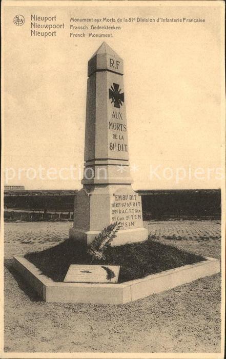 NIEUPORT Nieuwpoort West-Vlaanderen Belgie French Monument