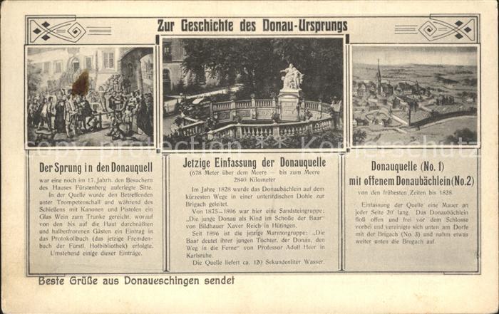 Donaueschingen Geschichte Donau- Ursprung Donauquelle Donaubaechlein