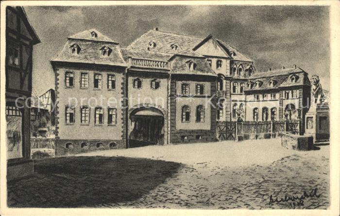 Lauterbach Hessen Hohhaus Kohlezeichnung K. Winkel Kuenstlerkarte