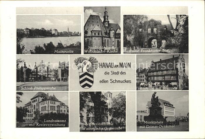 Hanau Main Mainpartie Wallonische Kirche Ruine Frankfurter Tor Schloss Philippsr