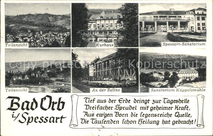 Bad Orb Total Kurhaus Spessart Sanatorium Teilansicht Saline Sanatorium Kueppels