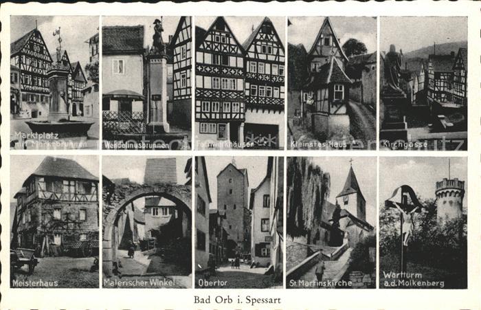 Bad Orb Marktplatz Brunnen Wendelinusbrunnen Fachwerkhaeuser Kleinstes Haus Kirc