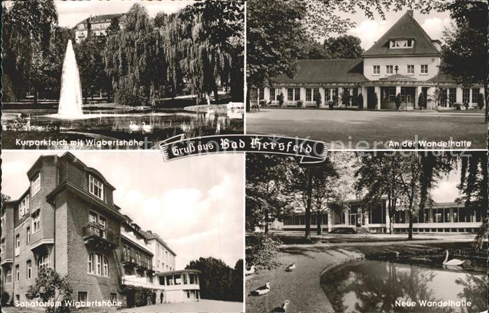 Bad Hersfeld Kurparkteich Wigbertshoehe Wandelhalle Sanatorium Wigbertshoehe Neu