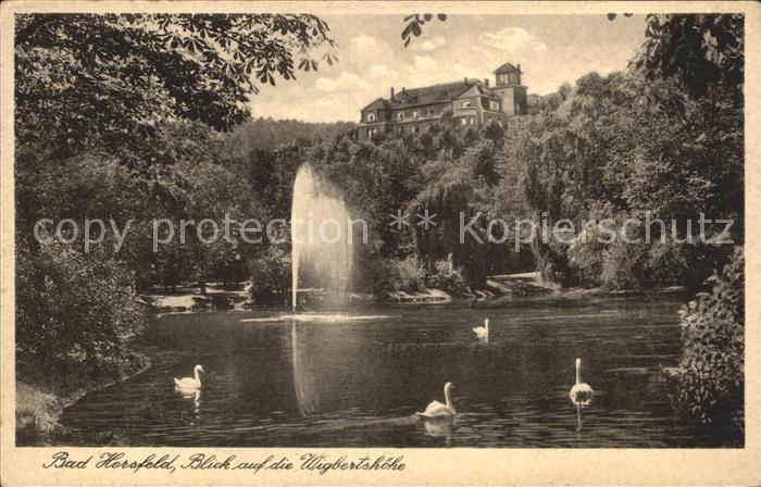 Bad Hersfeld Schwanenteich Fontaene Wigbertshoehe