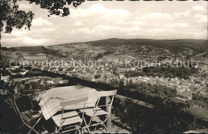 Bad Orb Cafe Wartturm Panorama Blick ins Haseltal