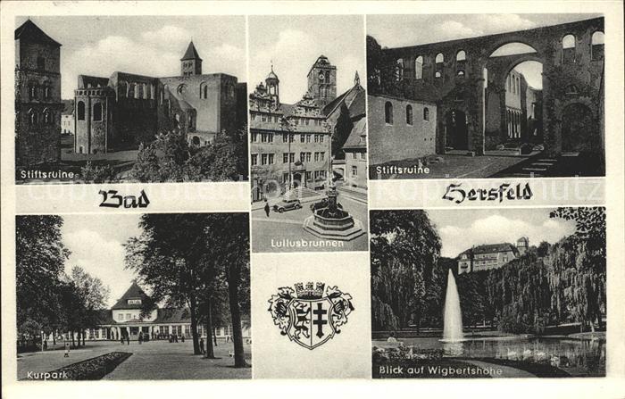 Bad Hersfeld Stiftsruine Lullusbrunnen Wigbertshoehe Springbrunnen Kurpark Wappe