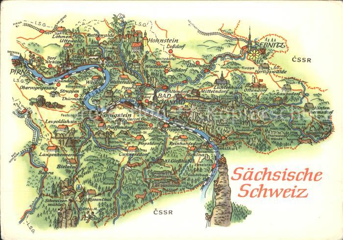 Bad Schandau Landkarte Saechsische Schweiz Sehenswuerdigkeiten