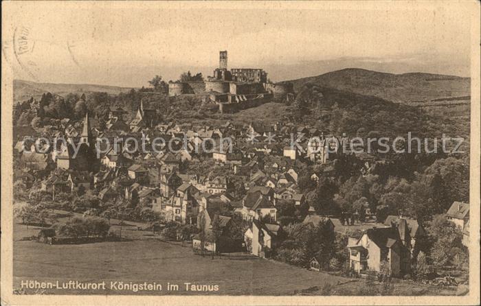 Koenigstein Taunus Gesamtansicht mit Burgruine Bahnpost