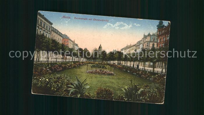 Mainz Rhein Kaiserstrasse mit Christuskirche