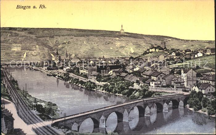 Bingen Rhein Totalansicht Rheinbruecke